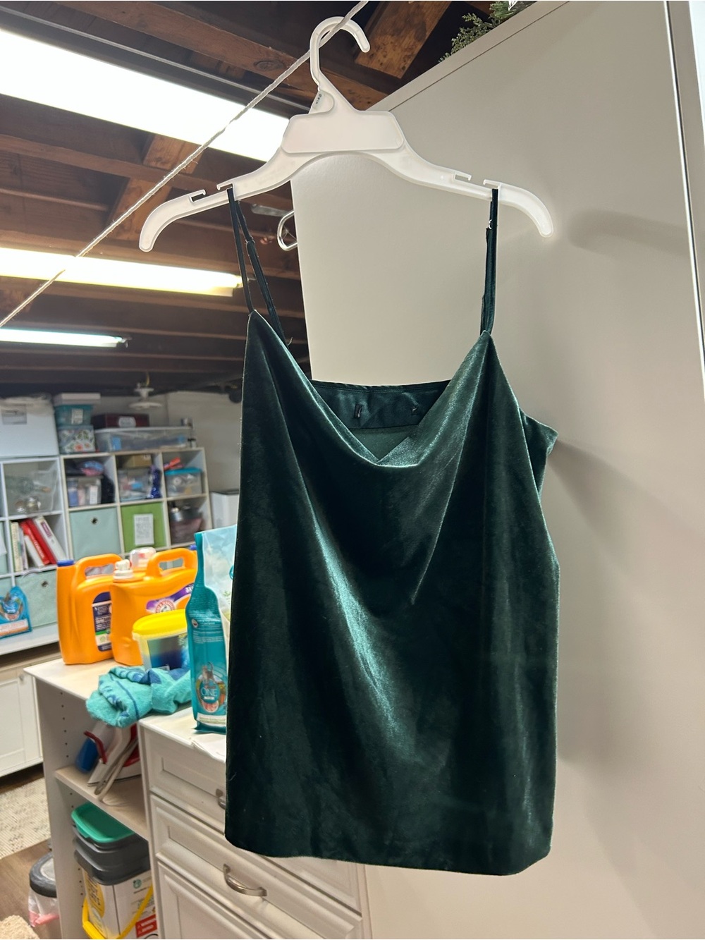 Dark Emerald Green Velvet Cowl Neck top